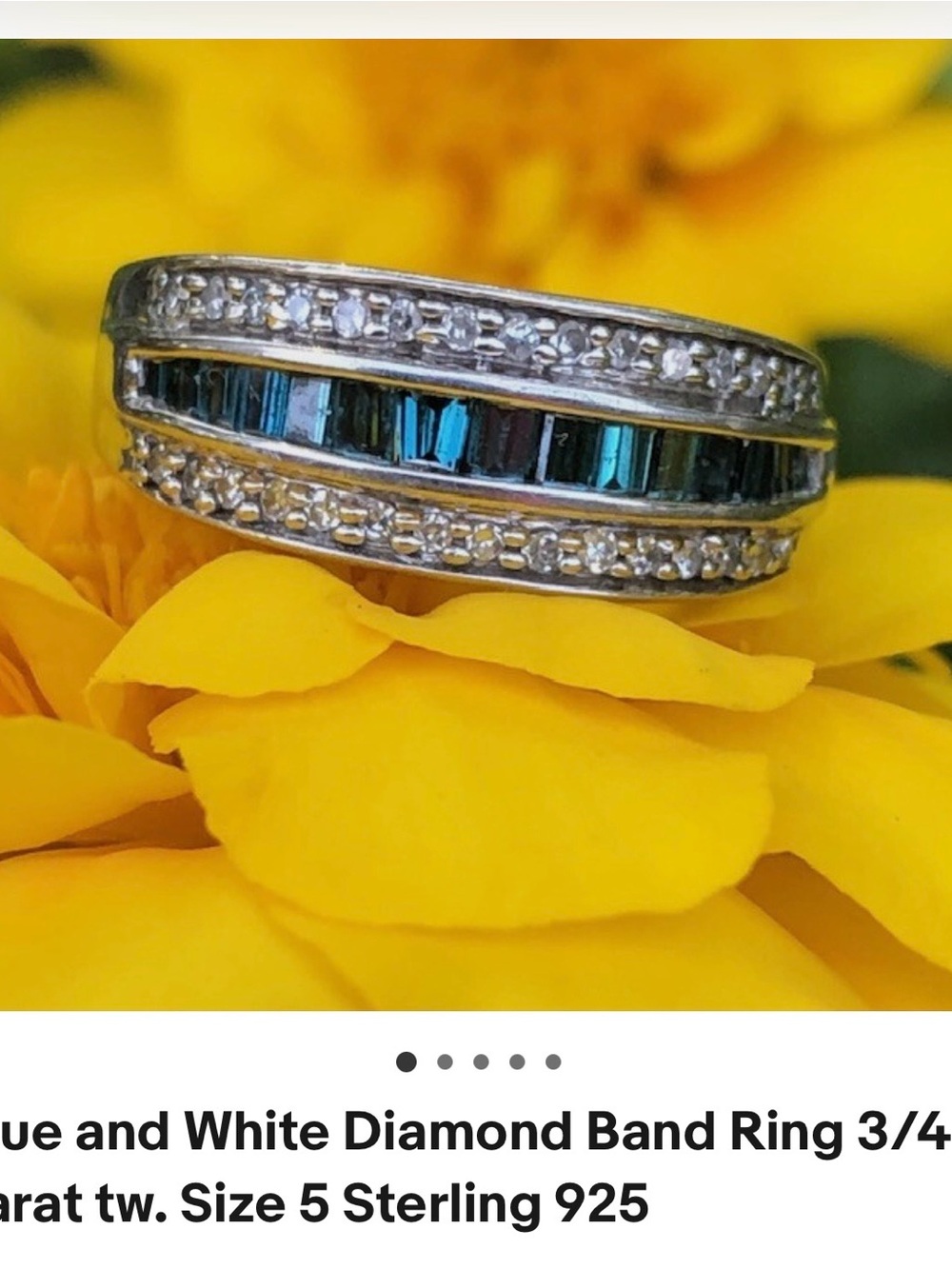 Ross-Simons Silver Band Ring with Blue and white Diamond Accents - Picture 4 of 4